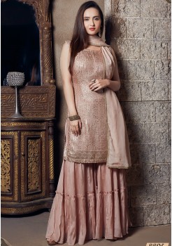 Rusted Pink Georgette Sharara